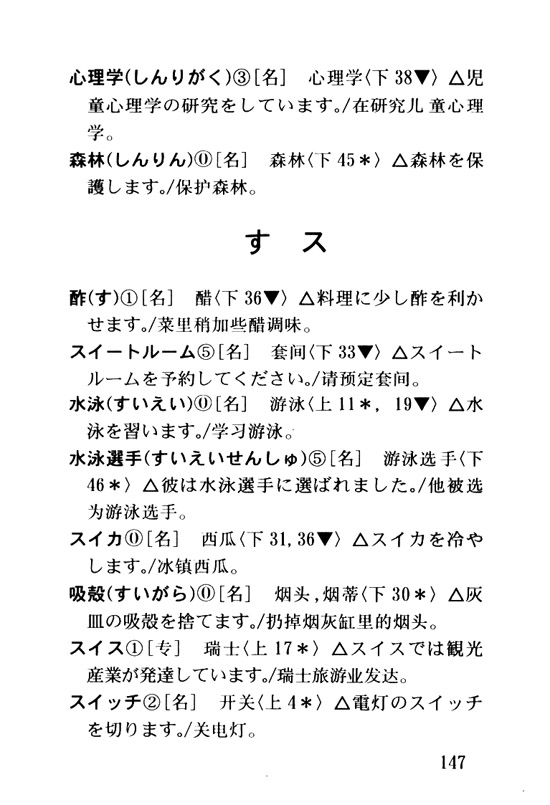 す　ス_人教版新版标准日语初级词汇手册