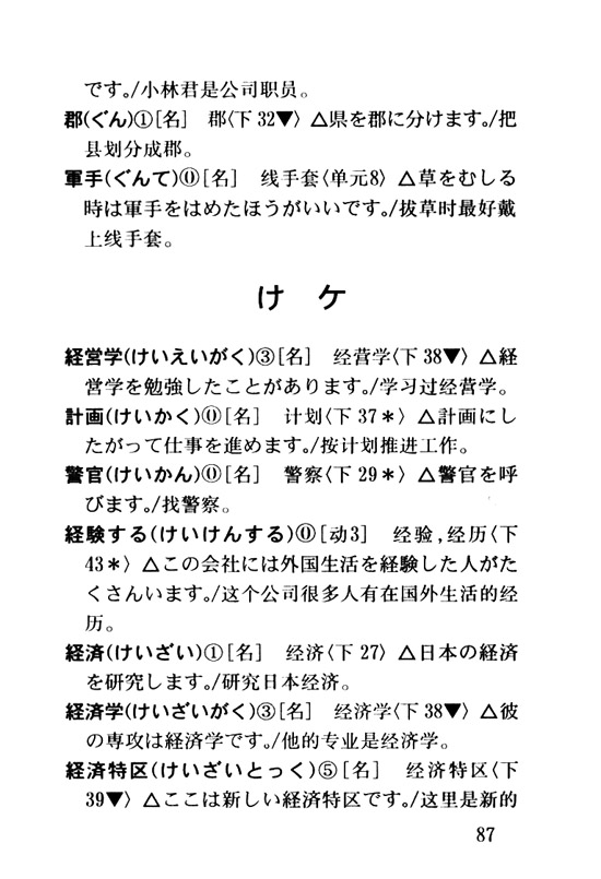 け　ケ_人教版新版标准日语初级词汇手册