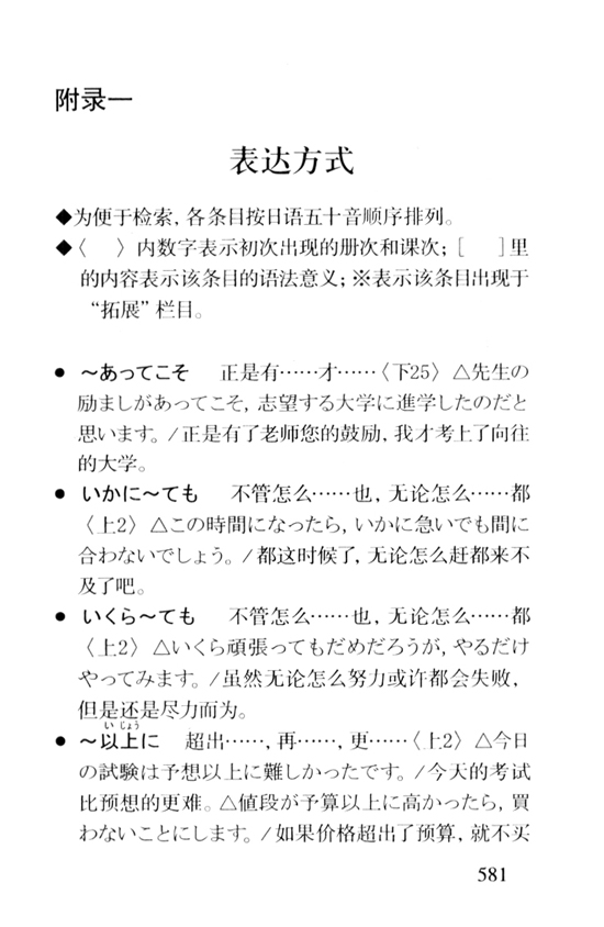 附录一　表达方式_人教版新版标准日语中级词汇手册