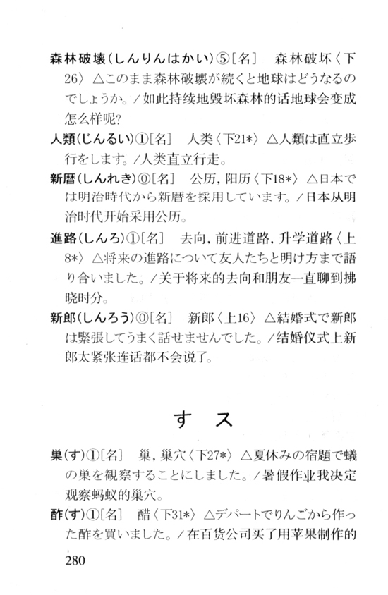す　ス_人教版新版标准日语中级词汇手册